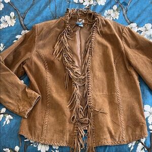 Chico's Tan Genuine Suede Fringe Jacket